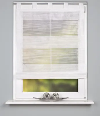 Produktbild von Home Wohnideen Schlaufenraffrollo Querstreifen Scherli "Gabi" 130 x 80 cm Weiss