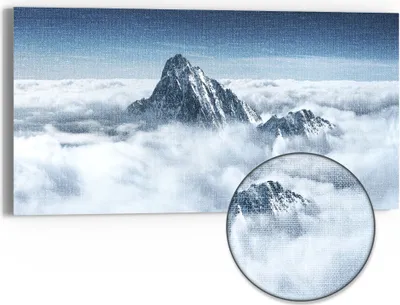 Produktbild von DEQORI Hybrid Leinwand Bild 60x30 cm 'Himmlische Gipfel' Wandbild Glas flach modern