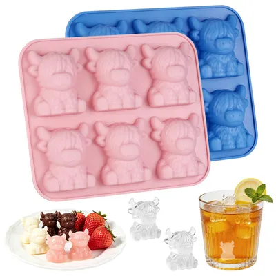 Eiswürfelform Highland Cow, 2er Set, Silikon, BPA-frei, 6 Fächer