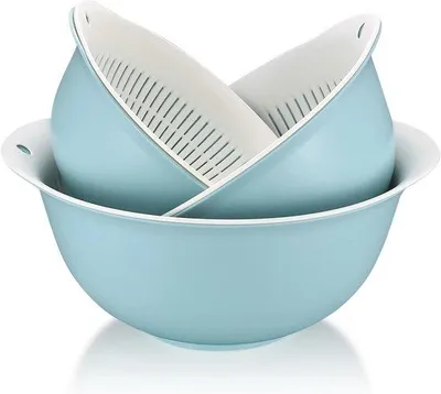 Produktbild von Famanu Küchensiebset 3-teilig - Doppellagige Siebe für Obst, Gemüse und Pasta