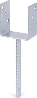 Produktbild von Alberts U-Pfostenträger | mit Betonanker aus Riffelstahl | feuerverzinkt | lichte Breite 91 mm | Länge Betonanker 200 mm