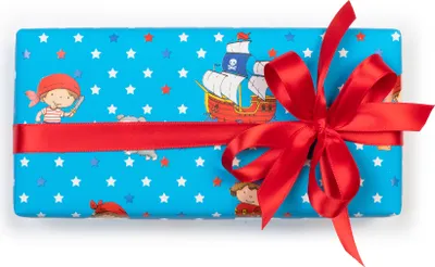 Produktbild von Geschenkpapier Piraten auf der Schatzsuche 70cm x 2m Rolle blau