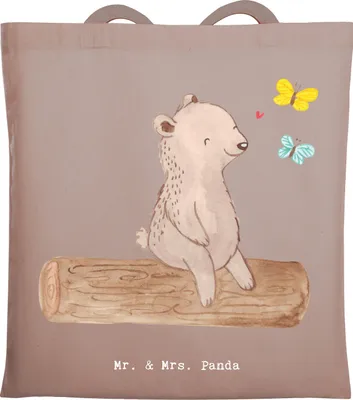 Produktbild von Mr. & Mrs. Panda Shopping Tasche Bär Naturliebhaber - Braun Pastell - Geschenk, Schultasche, dokumententasche, Tote Bag, Einkaufstasche, Wandern, Nature Lover, Outdoor
