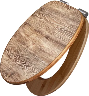 Produktbild von banjado Design WC Sitz Bambus Absenkautomatik -Maserung - Toilettendeckel mit Absenkautomatik Holz/hochwertiger Bambus Klodeckel/WC-Sitz für alle gängigen Toiletten [TDB2 12192]