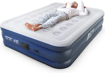 Produktbild von Famanu Luftbett 2 Personen mit Elektrischer Pumpe und Integriertem Kissen - 203x152x48 cm