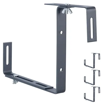 Image de Supports pour jardinières Relaxdays, lot de 4, réglables, sans perçage, en métal, supports pour jardinières de balcon à fixer sur une balustrade, anthracite