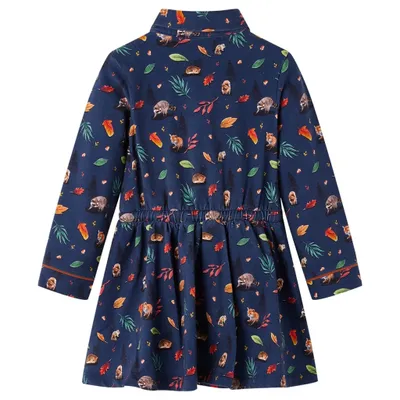 Image de vidaXL Robe à manches longues pour enfants bleu marine 128