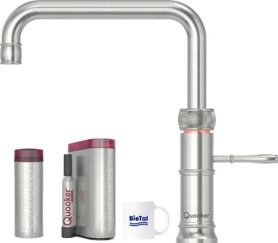 Produktbild von Quooker Wasserhahn Classic Fusion Square Voll Edelstahl & PRO3 & CUBE