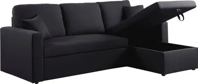 Produktbild von Ecksofa reversibel mit Schlaffunktion "Alain" - 221 x 145 x 85 cm - 3-Sitzer - Schwarz