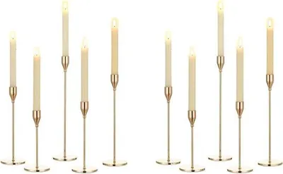 Image de Ensemble de bougeoirs en métal, 10 pièces, style vintage, haut