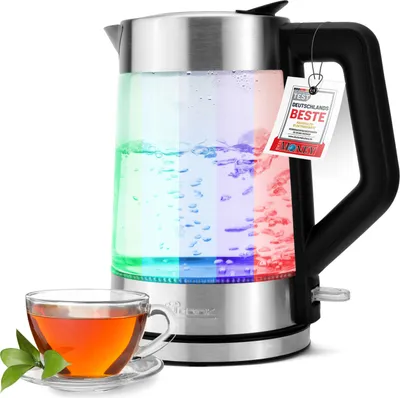 Produktbild von ProfiCook® Wasserkocher mit bunter Beleuchtung und 1,7 Liter Füllmenge, Glas mit temperaturabhängiger Wassertankbeleuchtung, automatische Abschaltung, 2200W - PC-WKS 1190 G