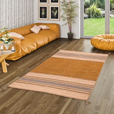 Produktbild von Natur Teppich Kelim Navarro Rost Braun, Größe:140x200 cm