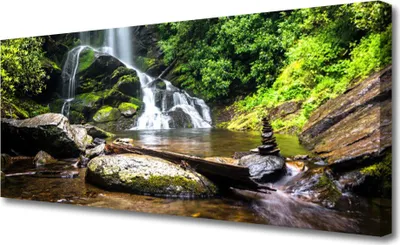 Produktbild von Tulup Leinwand-Bilder 125x50 Wandbild Canvas Kunstdruck Wasserfall Steine Wald Natur