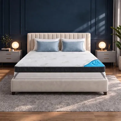 Gel-Topper 90x200 cm, 7 cm, H3, Memory Foam, Bambusbezug