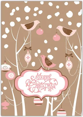 Produktbild von Edle Vogel Weihnachtskarte mit Schnee: Merry Christmas