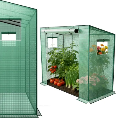 Obrázek produktu pro Skleník UISEBRT 200 x 80 x 150 cm, zelený, stabilní pozinkovaný ocelový rám, PE síťovina, prodyšný a odolný proti hmyzu, pro zahradu, balkon a terasu