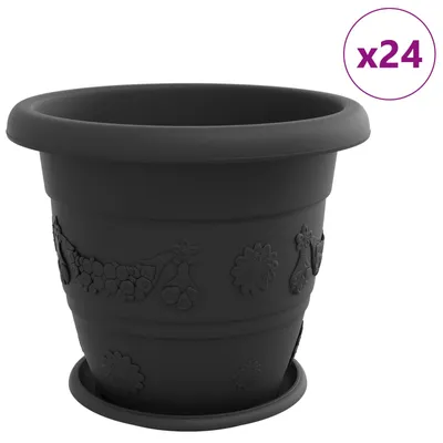 Produktbild von vidaXL Blumentöpfe 24 pcs Schwarz Ø 39 x 32 cm Kunststoff