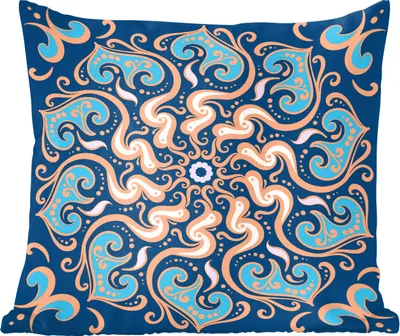 Produktbild von MuchoWow® Zierkissen Sofakissen Wohnzimmer Dekokissen 60x60 cm Mandala - Blume - Blätter - Orange - Sitzfläche - Foto Polster