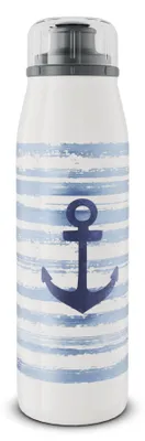 Kinder-Isolierflasche 500 ml, blau-weiß Anker, Edelstahl