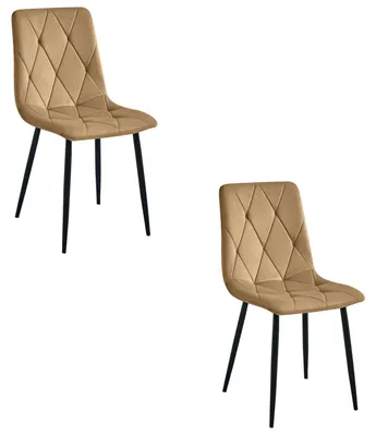 Image de Chaise - Leobert - Libra - Velours Marron/Pieds Noirs - 44 X 54,5 X 87 Cm - Lot De 2