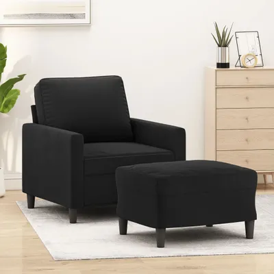 Produktbild von vidaXL Sessel mit Hocker Schwarz 60 cm Samt