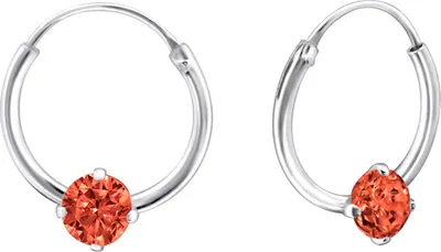 Produktbild von 925 Sterling Silber Creolen Ohrringe mit Zirkonia in verschiedenen Farben Farbe - Orange