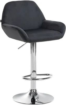 Produktbild von CLP Barhocker Braga Samtbezug mit Metallgestell, höhenverstellbar und drehbar schwarz Gestell Farbe chrom