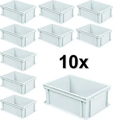 Produktbild von 10x Eurobehälter mit 2 Griffleisten, LxBxH 400x300x170 mm, 16 Liter, weiß