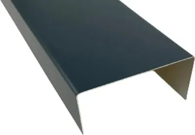 A dark gray metal U-shaped profile on a white background.