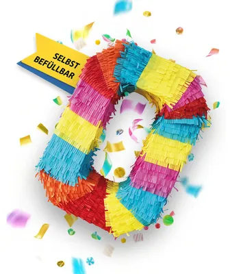 Produktbild von Pinata Zahl 0 Geburtstag Schlag-Pinata 50 x 35 x 8cm Dekoration Geburtstagsdeko