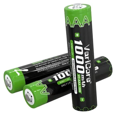 Obrázek produktu pro Baterie AAA – Ni-MH 1,2 V, 1000 mAh – sadu 3 dobíjecích baterií – pro baterky, hračky, dálkové ovladače