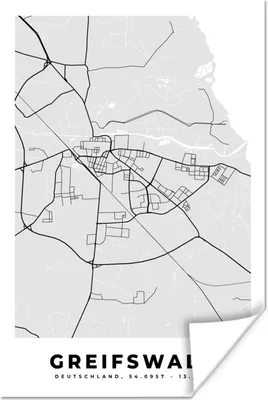 Produktbild von MuchoWow® Poster Greifswald - Karte - Stadtplan - Deutschland 40x60 cm - Plakate für die Wand - Poster Babyzimmer