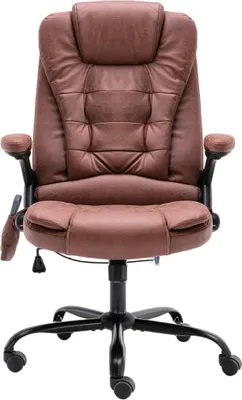 Image de vidaXL Chaise de bureau avec fonction massage Marron clair aspect daim