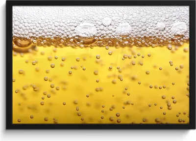 Produktbild von MuchoWow® MuchoWow® Gerahmtes Poster Bierblasen im Glas 60x40 cm - Poster mit zchwarzem Bilderrahmen - Printing - Wanddeko Schlafzimmer