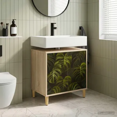 Obrázek produktu pro Maison Exclusive – Skříňka do koupelny ELBURG, Imitace Sonoma, rozměry 60 x 40 x 60 cm, materiál: dřevovláknitá deska