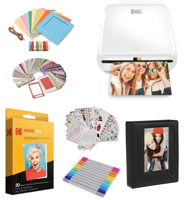 Image de Imprimante KODAK Step, imprimante photo mobile sans fil dotée de la technologie ZINK et de l'application KODAK e pour iOS et Android (blanc) – Coffret cadeau
