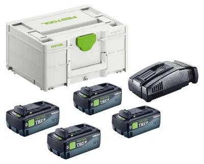 Immagine prodotto di Set Festool SYS 18V 4xTBX8/SCA16 con 4 batterie BP 18 TBX 8 ASI da 18 V 8,0 Ah (4x 578746) + caricabatterie SCA 16 (576953) + Systainer