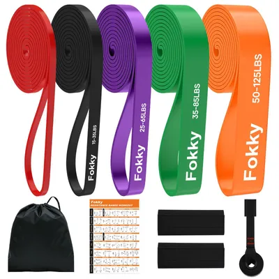 Produktbild von Fokky Widerstandsbänder-5er, Resistance Bands Set mit Türanker & Schutzpads
