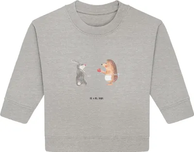 Produktbild von Mr. & Mrs. Panda Organic Baby Pullover Hase Igel 6. - 12. Monat - Heather Grey - Geschenk, Lustige Sprüche, Bullover, Trösten, und, Herzschmerz, Trennungsschmerz