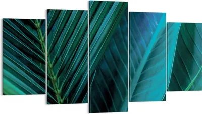 Produktbild von Bild auf Leinwand - Leinwandbild - 5 Teile - Blatt Tropen Grün - 160x85cm - Wand Bild - Wanddeko - Wandbilder - Leinwanddruck - Bilder - Wanddekoration - Leinwand bilder - Wandbild - EA160x85-5071