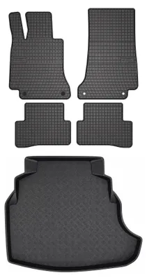 Productafbeelding van Rubberen automatten + kofferbakmat voor Mercedes-Benz Klasa C W205 vanaf 2015 (sedan) – 5-delig, zwart, op maat – Wielganizator SolidPRO