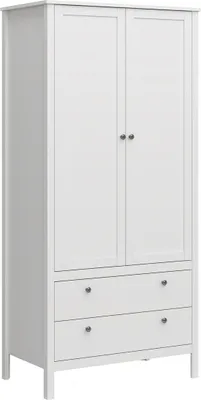 Produktbild von Kondela Zweitüriger Kleiderschrank mit Schubladen Olje 2D2S – weiß