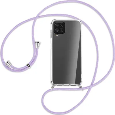 Produktbild von Handykette Backcover-Schutzhülle mit Band (Metall silberfarben) für Samsung Galaxy A22 4G (A225) - violett