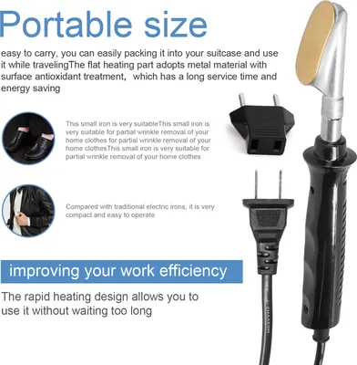 Image de 220 V 50W Fer à repasser électrique portable pour la maison, le voyage et les vêtements en cuir Outils de défroissage Chauffage rapide Fer à repasser électrique à température constante