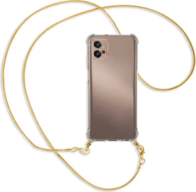 Produktbild von Handykette Backcover-Schutzhülle mit Band (Metall goldfarben) für Motorola Moto G32 (6.5'') - goldfarbene Snake-Kette