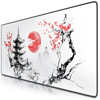 Obrázok produktu pre Titanwolf XXL Speed Gaming Mouse Pad Titanwolf Black 900 x 400 mm, XXL podložka pod myš, podložka na stôl veľkej veľkosti, zlepšuje presnosť a rýchlosť, Japan Ink Painting