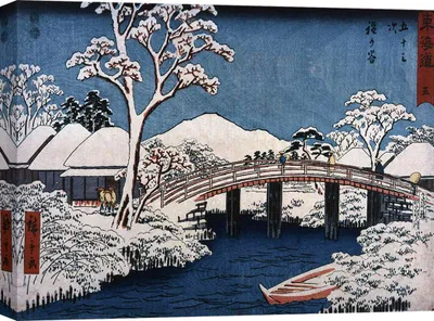 Zdjęcie produktu dla Japoński wydruk na płótnie - Ando Hiroshige, Paysage japonais - 60x40 cm