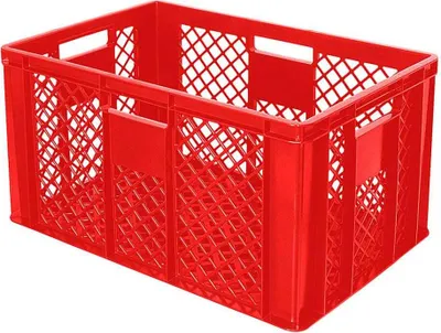 Produktbild von 54 Stück Eurobehälter/Bäckerkiste durchbrochen, LxBxH 600x400x320 mm, PE-HD, lebensmittelecht, rot, Palettenware