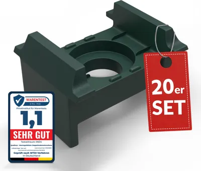 Produktbild von Qualinos Zaunhalter mit Haltenasen für 40 mm Pfosten Grün 6005 (20 Stück) – Stabmattenzaun Zubehör zur Doppelstabmattenzaun Befestigung