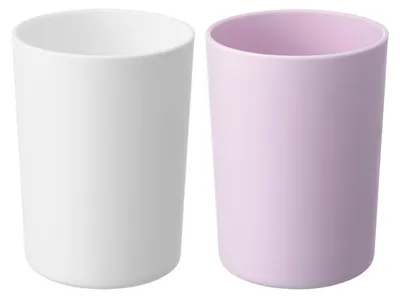 Produktbild von Zahnputzbecher - 300 ml Fassungsvermögen - Badezimmer-Organizer für Zahnbürste und Zahnpasta - 2 Stück - Lila und Weiß